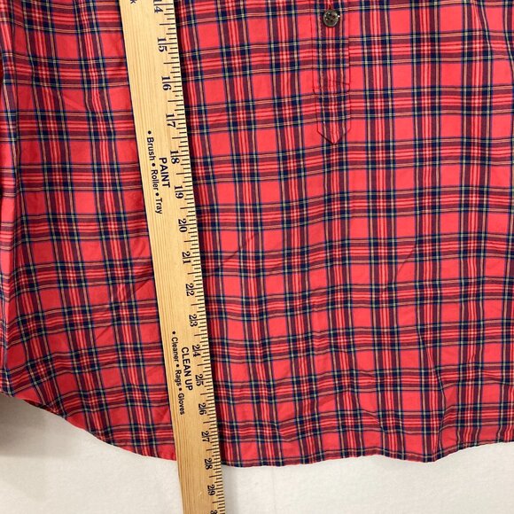 New J. Crew size 14 Red Plaid Cotton Long Sleeve Button Down Preppy Office Work - Picture 4 of 8